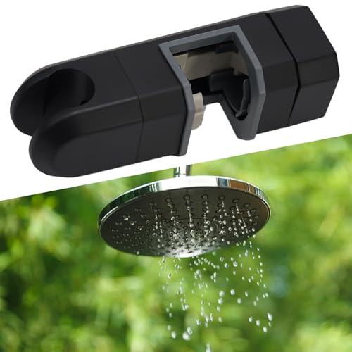 Adjustable Shower Head Holder for Slide Bar, 15-30MM O.D. Rail Head Bracket Holder for Slide Bar Slider Clamp Bathroom Replacement 360 Degree Rotation Sprayer Holder(Black)