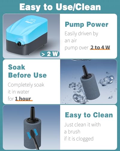 Pawfly Aquarium 1.2 Inch Air Stone Cylinder Bubble Diffuser Release Tool for Nano Air Pumps Small Buckets Fish Tanks and Outdoor Garden DWC Reservoirs, 10 Pack