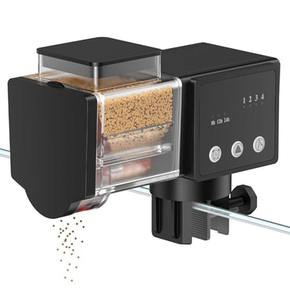 Pawfly Automatic Fish Feeder for Aquarium, 85 mL Auto Fish Feeder Automatic Dispenser, Adjustable Auto Fish Food Dispenser with Timer, Fish Food Vacation Feeder, Battery Operated (Not Included)