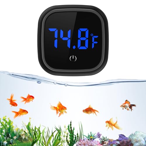 LOFICOPER LED Digital Aquarium Thermometer, Stick-on Fish Tank Thermometer with Built-in Battery, for Fish, Axolotl, Turtle, Reptiles