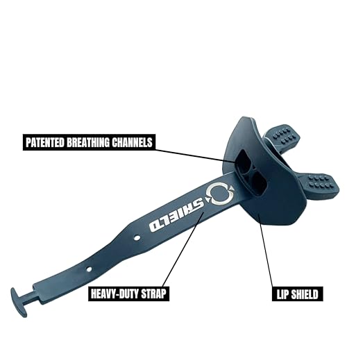 O Shield Striker Football Lip Guard with Permanent Strap - color: Navy Blue