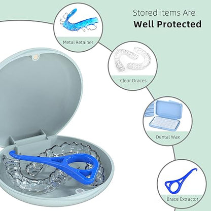 Retainer Case, Retainer Case Slim, Mouthguard Case, Orthodontic Case, Wheat Straw Box, Blue - color: Blue