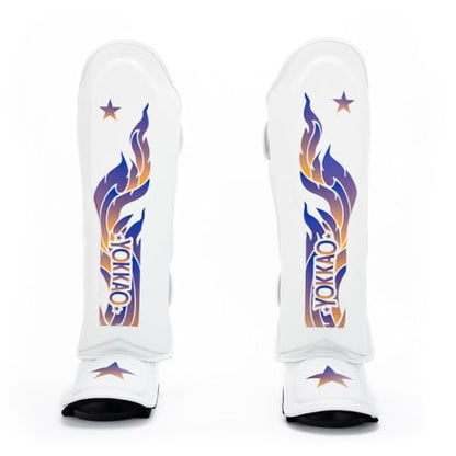YOKKAO Microfiber Shin Guards - A-Grade Thai Microfiber | Multi-Layer Foam | Single-Shell Wrap | Produced at YOKKAO Factory, Thailand | S-L - color: White Flame, size: Medium