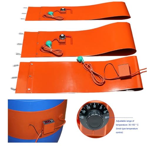 Metal Drum Pail Heater, Electric Silicone Oil Drum Heater Belt, 20-200L Honey Oil Barrel Pail Heaters, Drum Electric Heat Wrap Hot Heating Pad,Barrel Heaters with Knob/Digital Display - color: Knob, size: 200L 68.5x4.9inch (L x W) 1000W
