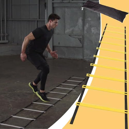 Speed Ladder Footwork Workout Training Exerciser Storage Bag Included | Football Ladder Speed Training Football Basketball Hockey Badminton Tennis for Youth Adults Athletes Men Women Professionals