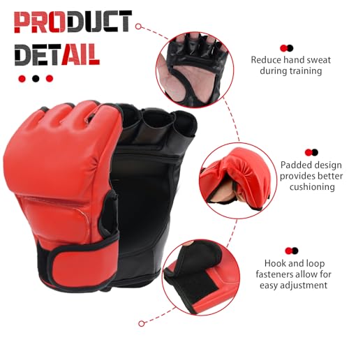 Boxing Gloves and Headgear Set for Adults 2 Pair Gloves and 2 Head Guards - color: BlackRed