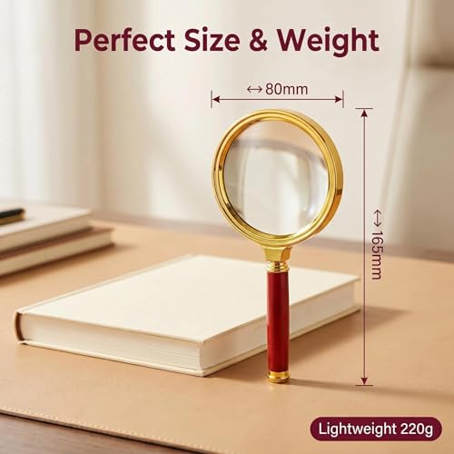Magnifying Glass 6X Magnification Magnifier Handheld Magnifier for Science, Reading Book, Inspection