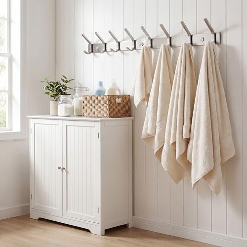 WEBI Heavy Duty 24 Inch SUS 304 Coat Bath Towel Hook Hanger Rail Bar with 8 Hooks,Brushed Finish,for Bedroom,Foyers,Hallways Home Office Storage Organization, C-CBG08 - size: 8 Hooks