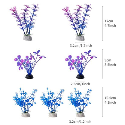 25 Pack Artificial Aquarium Plants, Small Size 4 inch Approximate Height Fish Tank Decorations Home Décor Plastic Light Purple