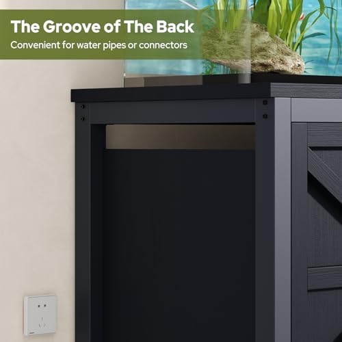 knoworld 180-200 Gallon Fish Tank Stand with Built-in Power Outlet, 71.6" L x 23.6" W Heavy Duty Aquarium Stand with Cabinet Storage, 3500 LBS Steel Frame Terrarium Base for Living Room Display, Black