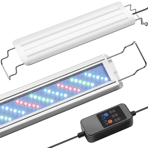 16-24in Plant Growth Aquarium LED Light with Timer, Full Spectrum Auto 24/7 Lighting Cycle& 10-Level Brightness Adjustment, Fish Tank Light with Extendable Brackets - style: 16-24in