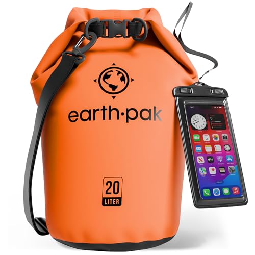 Earth Pak Waterproof Dry Bag - Roll Top Waterproof Backpack Sack Keeps Gear Dry for Kayak with Waterproof Phone Case