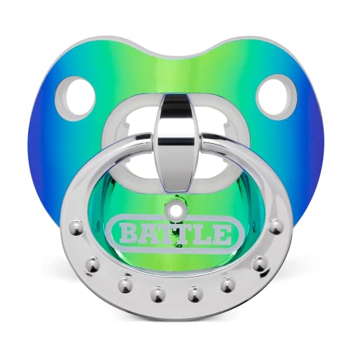Battle Binky Oxygen Football Mouthguard | Maximum protection for safe secure fit, Built-in airflow channels, No boiling required, Advanced composite material - color: Iridescent Blue/Green