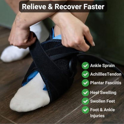 Ankle Hot/Cold Wrap - Gel Ice Pack for Pain Relief, Achilles Tendonitis, Top of Foot and Heel, Sprained Ankle