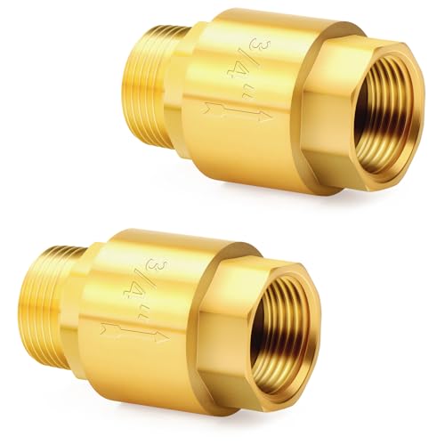 ChillWaves Brass In-Line Spring Check Valve 3/4" NPT Male x 3/4" NPT Female Thread, One-Way Non-return Vertical Check Valve for Backflow Prevention(2-PACK) - size: 3/4" MNPT x 3/4" FNPT, style: PACK OF 2