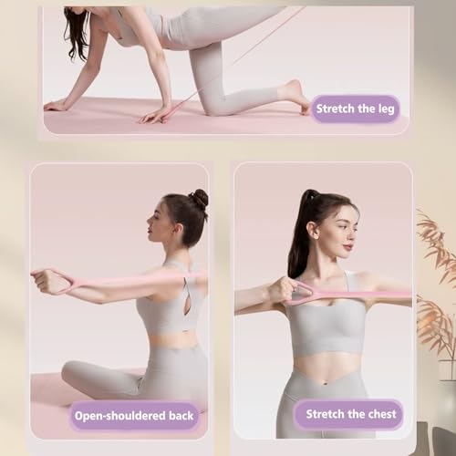 Figure 8 Fitness Resistance Bands with Handles for Working Out - color: Pink