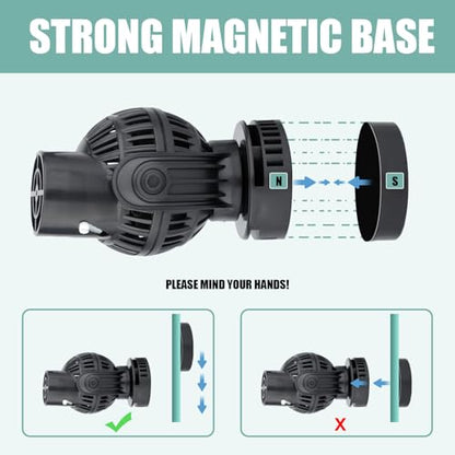 Aquarium Circulation Pump Wave Maker Power Head with magnetic mount Suction for 20-75 Gallon Saltwater Freshwater Tank (1050 GPH, Black) - size: 1050 GPH (Black)