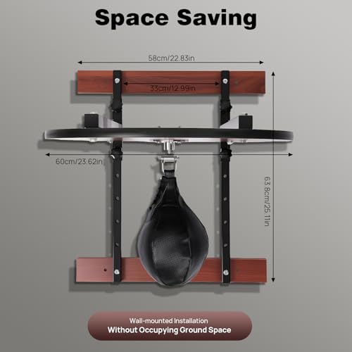 Speed Bag Platform Speed Bag Boxing Kit for Adults Height Adjustable Wall-Mounted Heavy Duty Boxing Training Equipment 360° Rotatable Speed Ball with Punching Ball Fits Home Gym Workout - color: Black 2 Mounting Boards