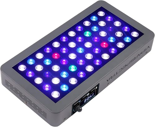 VIPARSPECTRA 165W LED Aquarium Light Dimmable Full Spectrum LED Reef Lights for Coral Saltwater Fish Tank, Remote/Timer Control, LED Lamps Programmable Auto On/Off, Dual Channel Brightness 0-100%