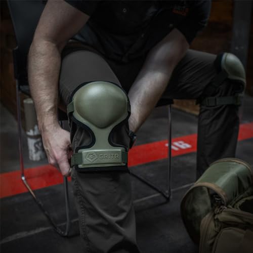 GRITR Tactical Knee Pads - Heavy Duty Knee Protectors, Range Green - color: Ranger Green