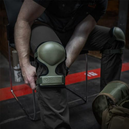 GRITR Tactical Knee Pads - Heavy Duty Knee Protectors, Range Green - color: Ranger Green