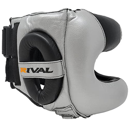 RIVAL Boxing RHGFS3 Face-Saver Sparring Headgear - Wide Eye Opening, Premium Leather, and Thermoplastic Inner Frame - color: Silver, size: Large-X-Large