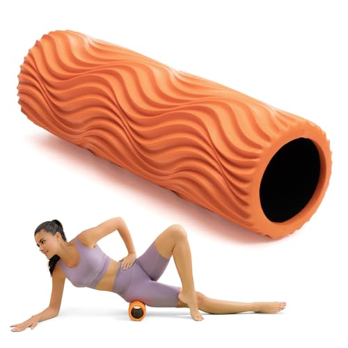 SUBCULTUREPICK Foam Roller Muscle Massage Roller for Back Pain & Stretching | Ergonomic Wide Wave Textured - Deep Muscle Massager for Pilates Yoga, Athletics, Fitness Exercise Roller for Whole Body - color: Orange