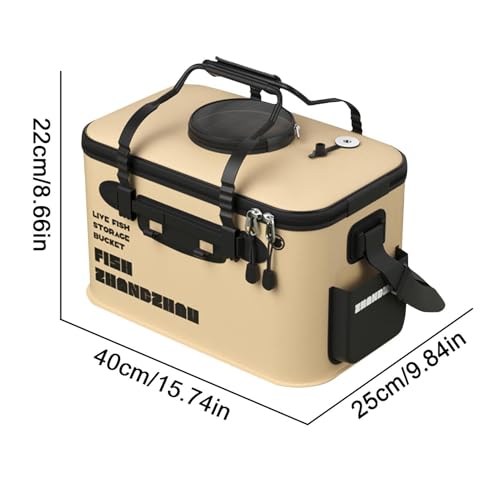 Live Fish Bucket - Fishing Bait Storage Container for Catch Holding Transport | Insulated Tank with Aerator Slot System, Portable Carry Handle for Outdoor Fishing Use 11.81x7.87x7.48 in