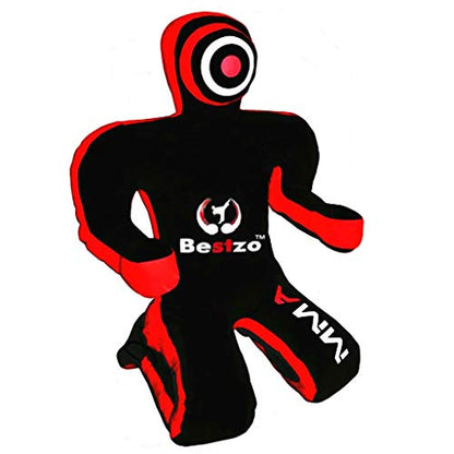 Bestzo MMA Grappling Dummy Brazilian Jiu Jitsu Dummy Wrestling Grappling BJJ Dummy Black, Judo Punching Bag Throwing Dummy for Karate, Boxing Training - color: Synthetic Leather Black, size: 70 in (6 ft)