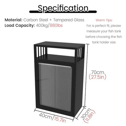 Heavy Duty Steel Fish Tank Stand, 880 lbs Capacity, Adjustable Feet, 27.2" Tall, No Shake, 3-Level Storage Rack, Black Metal Holder for Aquariums (40x30cm) - size: 40x30cm