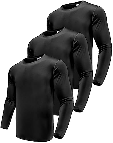Men's 1, 3 or 5 Pack Performance Long Sleeve T-Shirts, UPF 50+ Sun Protection Shirts, Athletic Gym Workout Shirts for Running - color: 3 Pack-black, size: Small