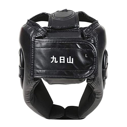 Wesing Professional Boxing Headgear Muay Thai Martial Arts Training Sparing Headgear Without Cheeks - color: Black, size: X-Large