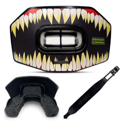 DAMAGE CONTROL Youth Football Mouth Guard – Symbite | Heavy Duty, Breathable No Boil Mouthpiece, Maximum Airflow, Protects Lips & Teeth, Works with Braces, Includes Helmet Strap - color: Symbite