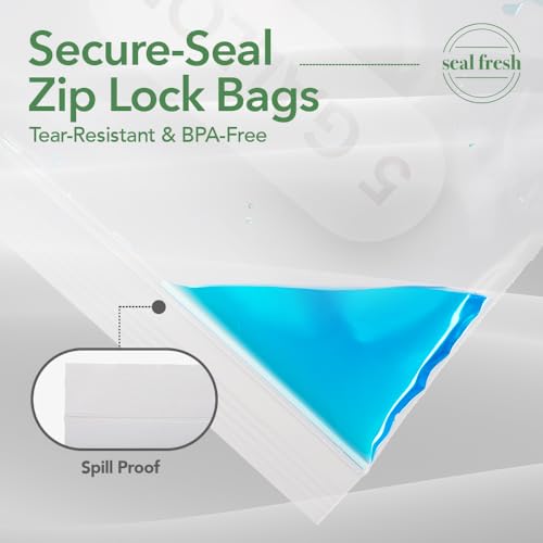 Seal Fresh 5 Gallon Large Plastic Storage Bags – 18" x 24" (15 Count) – Reusable XXL Extra Large Clear Jumbo Zip Bags with Sealable Zipper Top For Clothes, Travel, Moving