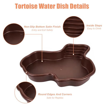 Large Reptile Water Dish with Non-Slip Bottom – Snake Water Bowl,Tortoise Habitat Accessories for Turtle,Gecko,Lizard,Bearded Dragon