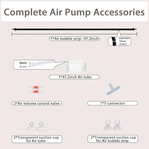 Aquarium Air Stones, 47.2in Long Deformable Rubber Fish Tank Bubbler, Air Bubble Wall Curtain Air Stones for Aquariums, High Dissolved Oxygen Diffuser Decorations for Saltwater Fresh Water