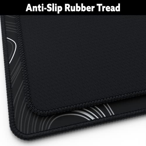 Gamer Boss - Gaming Mouse Pad - 36 x 12 Inches - 4mm Thick with Stitched Edges, Non-Slip Rubber Base, Premium Cloth Mousepad, Desk Mat for Laptop, Keyboard, Computer & PC (Extended, Topographic) - color: Topographic, size: 36" x 12"