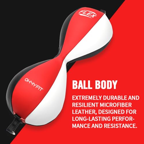 Flex Dual Double End Punching Bag and Extra Adjustable Bungee Cords Bundle - Complete Home & Gym Exercise Equipment Set for Men & Women