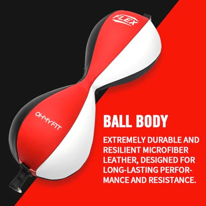 Flex Dual Double End Punching Bag and Extra Adjustable Bungee Cords Bundle - Complete Home & Gym Exercise Equipment Set for Men & Women