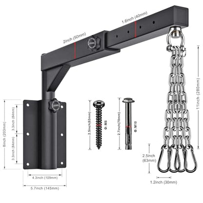 Dolibest Wall Mount Heavy Bag Hanger with 4 Chains, Heavy Duty 360° Swivel Punching Bag Hanger Stand, Adjustable Boxing Hanger for Home Gym Indoor Outdoor (800 LB Capacity)