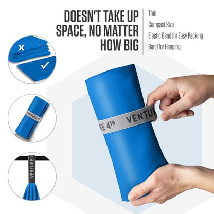 VENTURE 4TH Quick Dry Microfiber Towel for Camping & Gym - Blue Extra Large - color: Blue, size: 72.00" x 31.50"