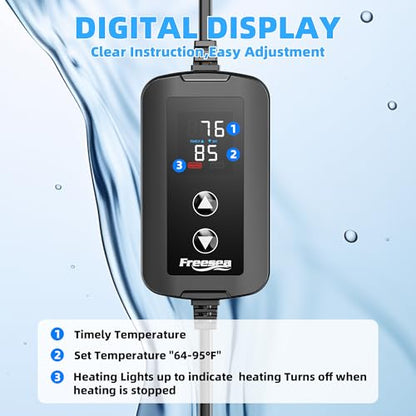 Aquarium Heater for Fish Tank: 100W/200W/300W/500W Submersible Fish Tank Heater with Over-Temperature and Off-Water Protection for 40-75 Gallon Saltwater and Freshwater - size: 300W(40-75gallon)