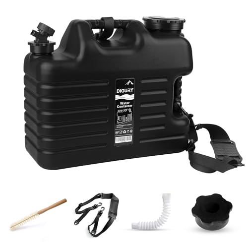 Digury 5 Gallon Water Jug, Camping Water Container BPA Free Water Storage with Spigot No Leakage Portable Emergency Water Tank for Outdoor Hiking Camping Picnic Supplies Black - color: Black, size: 640 Ounces