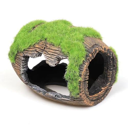 Decorations Tank Resin Landscaping 8.5x6.5x7CM Fish Tank Accessories Moss Fish Hiding Cave Broken Barrel