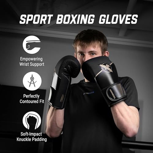 Hayabusa Sport Boxing Gloves - Dual-Splinted - color: Black / Gold, size: 14oz