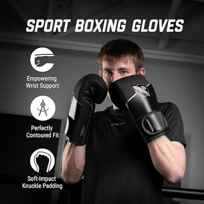 Hayabusa Sport Boxing Gloves - Dual-Splinted - color: Black / Gold, size: 14oz