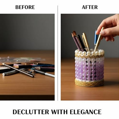 Makeup Brush Pen Pencil Holder, Desktop Organizer for Desk Office | Pencil Cup for School, Home and Stationary Supplies, Teacher Appreciation Birthday Graduation Present for Families Friends