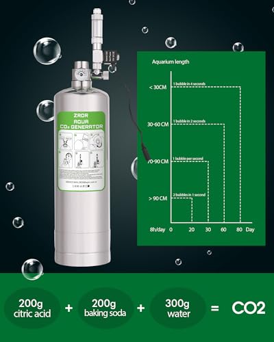 2L Co2 Generator System with Pressure Gauge Automatic Pressure Relief Valve Bubble Counter for Aquarium Plants，Stable Output