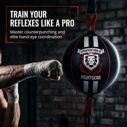 Invincible Leather Double End Boxing Training Bag - size: 5 Inch