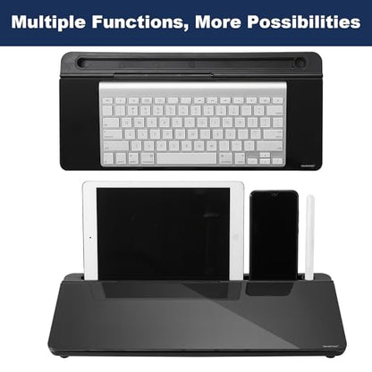 Desktop Whiteboard Dry-Erase-Board - Computer Keyboard Stand White Board Surface Pad with Drawer, Desk Organizers with Accessories for Office, Home, School Supplies - Complete Black - color: Black Base/Glass